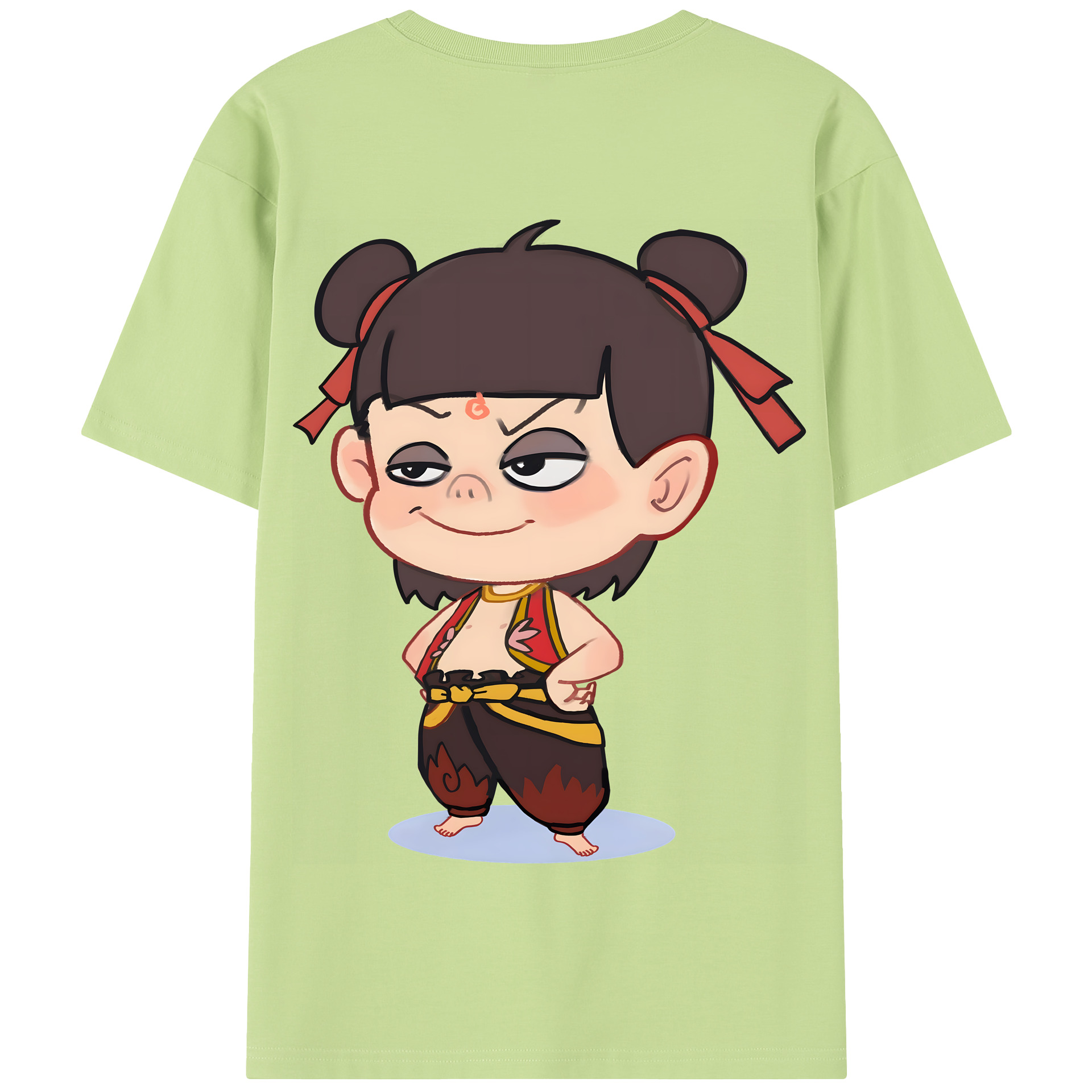 （画像用） Ne Zha 2 ナタ 魔童の大暴れ 綿100％半袖Tシャツ（背面プリント）
